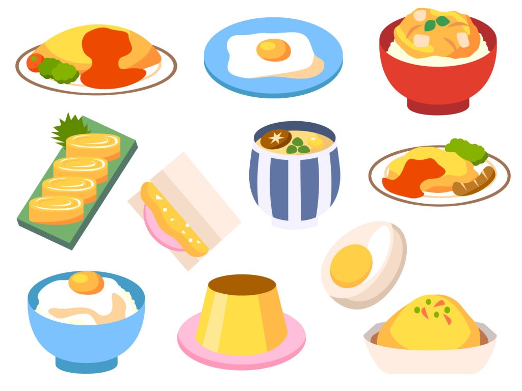 卵が使われている料理のイラスト